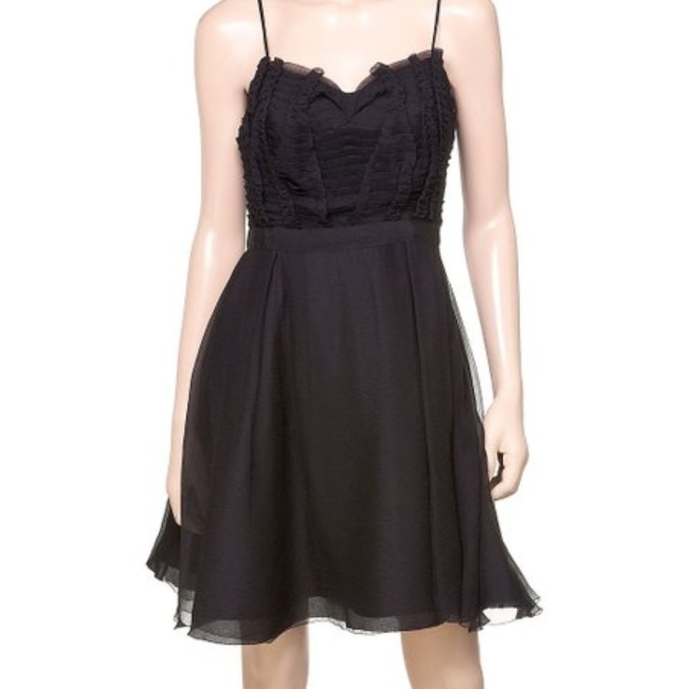 NWT Leon Max | Black Pleated Silk Sleeveless Dress - sz 8